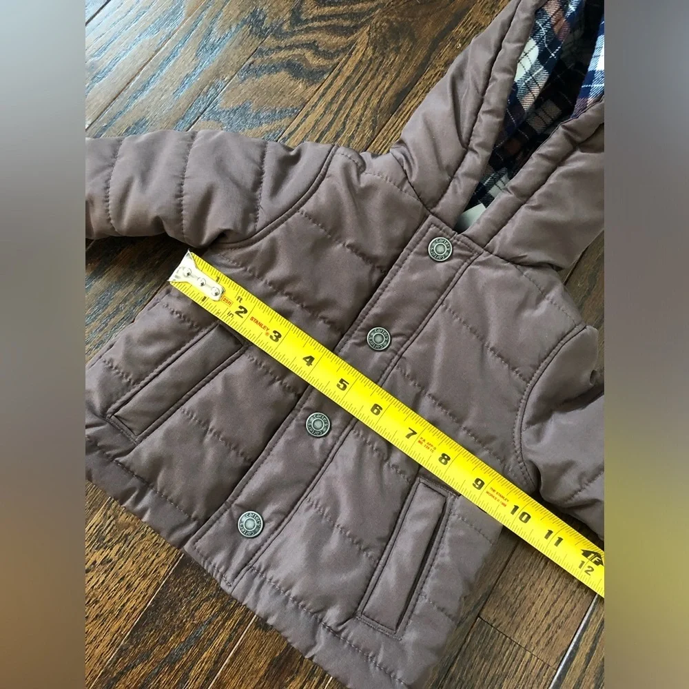 *NWOT* Carter’s 3-6M Brown Quilted Puffer Jacket Snap Buttons w/Pockets & Hood
